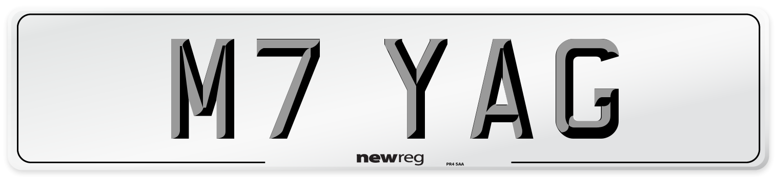 M7 YAG Number Plate from New Reg
